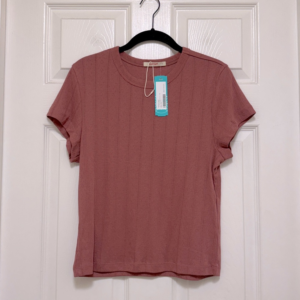 Marine Layer Rust Short Sleeve Ribbed Tee - Picture 6 of 10